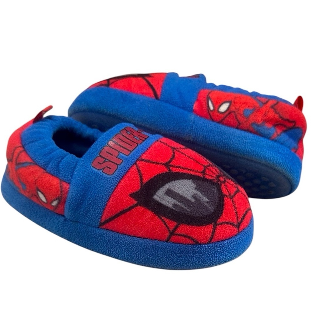 Spiderman Marvel Toddler Boy Slippers Size Medium 7-8 Red Blue Graphic Slippers